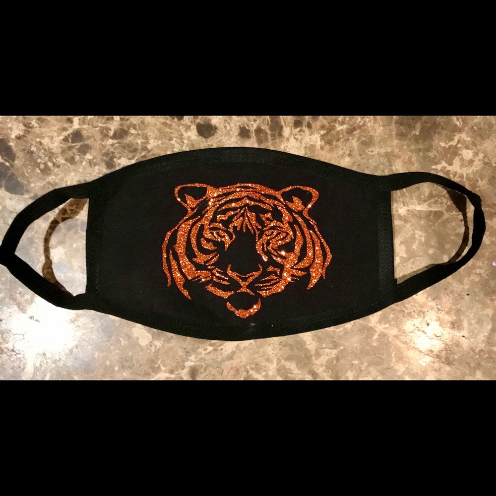 Tiger Glitter Face Mask, Washable, Reusable